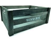 Tradineur - Caja de madera con asas "Wood Box" - Almacenamiento y organización - Caja Multiusos, Decoración, Herramientas, cocina, etc. - 38 x 28 x 15 cm - Color Gris