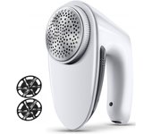 Afeitadora de telas, recargable, para quitar pelusas, para suéteres, ropa, suéteres, muebles, sofás y cachemira. Color blanco