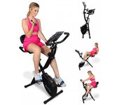 Bicicleta estática plegable + Cintas de resistencia 2 en 1 Mobiclinic® Everest 8 niveles Hasta 120Kg Pantalla LCD Medidor de pulso Asiento regulable Rueda de 25Kg Trainer X-Bike