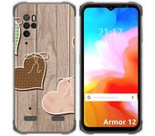 Funda Silicona para Ulefone Armor 12 5G diseño Corazones Madera Dibujos