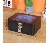 Iron Box with Lock and Key Desktop Storage Box Retro Tinplate Cosmetics ID Storage Household Jewelry Storage Empty Box