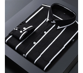 Men's Striped Shirts Formale Casual Printed Plaid Shirt Long Sleeve Slim Fit Botton Down Male Office Business Dress Shirt M-5XL