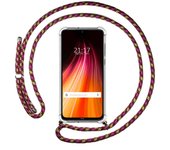 Tumundosmartphone Funda Colgante Transparente para Xiaomi Redmi Note 8 (2019/2021) con Cordon Rosa / Dorado