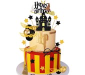 26pcs Balls Cake Topper Glitter Black Wizard Themed Cake Decoration Magical Wizard Cake Topper for Magical Birthday Party Decor