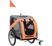 vidaXL Remolque de bicicleta para mascotas naranja y gris