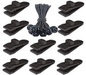 Juego de 20 Clips para Lona de Tienda, Accesorios para Camping y Piscina, 10 Clips + 10 Hebillas