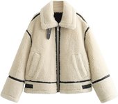 Winter new style lapel zipper sherpa warm jacket for women fashion versatile fleece motorcycle jacket