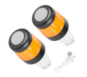 2Pcs Electric Scooter Handlebar Lights LED Warning Light Handlebar End Plugs Waterproof Turn Signal Lights Black+Orange