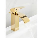 Grifo de baño con control de frío y Calor, Grifo de Cascada Dorado brilliant