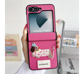 Cartoon PU Leather Shockproof Phone Case for Samsung Galaxy Z Flip 6 5 4 3 Flip6 Flip5 Flip4 Flip3 5G Hinge Protective Cover