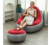2-IN-1 Lounge Sofa Bed Set Lazy Sofa Set Outdoor Foldable Recliner Bed Folding Portable with Air Pump for Backyard Camping RV
