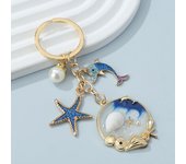 New  Starfish Conch Dolphin Pearl Enamel Keychain Beautiful Sea Beach Pendants For Making Handmade DIY Findings Jewelry