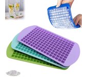 Mini bandejas de silicona para cubitos de hielo (paquete de 2), 160 moldes para hielo triturado para enfriar whisky y cócteles, sin BPA, bandejas pequeñas de fácil liberación, recipientes apilables de almacenamiento de moldes blandos (azul)