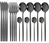 SSITO 16PCs Cuchillo, Cuchillo, Cubierta Juego de Vajilla de Cena de Maple Inoxidable Rosa