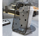 Heart Clear Case Grey Case for iPhone 13 12 14 15 11 Phone Case 15 Pro Max Transprate Cover Full Cover Waterpoof Phone Case