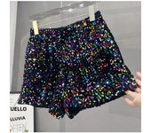 Hot Girl Y2k European and American Style Sequined Shorts Slim Fit Suede Embroidered Sequined Casual Hot Pants for Women