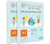 Paquete de folios A3 de 90gr con 500 Hojas Blancas, Papel Multifuncional para Uso Escolar y Entornos Laborales. Ideal con impresoras láser, de inyección o fotocopiadoras - Ofituria