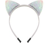 Glitter Cat Ears Headband Kitty Headband for Girls and Women Sparkly Hair Hoop Shiny Hairbands Hair Accessories for Daily