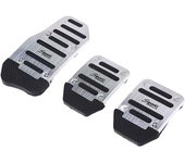 3PcsUniversal AluminumAutomatic Transmission Car Foot Gas Blue Pedal Set Red Silver CoverNon-SlipPedals BrakeKit Fuel