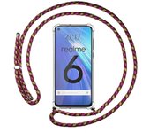 Tumundosmartphone Funda Colgante Transparente para Realme 6 con Cordon Rosa / Dorado