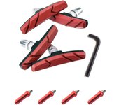 Pastillas de Freno para Bicicleta de Montaña - Set de 2 Pares con Tapas de Cable Rojas (Rojo)