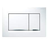 Placa de gatillo blanca Geberit Sigma30 de 3/6L con tira cromada brillante