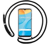 Tumundosmartphone Funda Colgante Transparente para Oppo A15 con Cordon Negro
