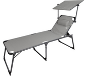 Tumbona de playa plegable aluminio con parasol textileno gris Aktive 193X67X48/96 cm (Color Baby 62613)