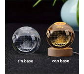 1Pc 6cm Crystal Ball Night Light Planet Laser Engraved  Birthday Gift Glass Sphere Home Desktop Decoration with Wooden USB Base