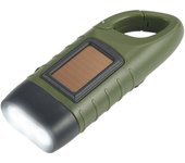 Emergency Flashlight Hand Crank, Portable LED Flashlight Hand Crank Solar Powered Dynamo Carabiner Energy Rechargeable Torch