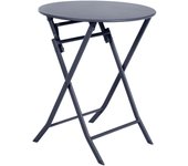 Mesa Exterior Redonda Plegable Greensboro Jardín Terraza Color Gris Antracita 60x71 cm
