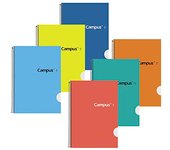 Campus - Cuadernos A5+ Cuadrícula 4mm, Tapa Dura, 80 Hojas, Pack de 6 Blocs para Uso Escolar, Oficina y Hogar, Colores Surtidos (6 Unidades)