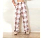 Women'S Plush Pajama Pants Soft Elastic Waist Mid-High Rise Sleep Pants Classic Plaid Pant Belt 2 Pockets Perfect For Winter