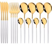 SSITO 16PCs Cuchillo, Cuchillo, Cubierta Juego de Vajilla de Cena de Maple Inoxidable Rosa