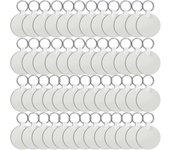 150Pcs Sublimation Keychain Blanks Bulk Rectangle Round Sublimation Blanks Keychain with Rings Clips Double Sided Heat Transfer