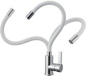 Grifo Cocina Flexible, Grifo de Cocina Fregadero Blanco con Giro de 360°, Torneira Cozinha de Acero Inoxidable, Mezclador de Fregadero con Alto Caño
