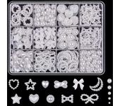 500PCS 3D Nail Art Decoration Kit with Resin Bows, Flat Back Pearls, and Assorted Shapes – Unscented DIY Craft Embellishments fo