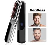 Wireless Beard Straightener & Hair Straightener Hot Comb Brush Usb Rechargeable Anti-hot Curling Beard Brush Hair Straightening