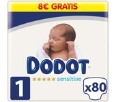 DODOT | Sensitive Pañales, Talla 1, Pañales, 2-5 kg, Blanco, Talla Única, Vanilla, 80 Unidades