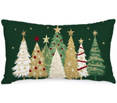 Funda De Almohada navideña de 30,48X50,80 cm, decoración de Estrellas, Vacaciones, Granja, Funda de almohada de Invierno, decoración de sofá (Green)