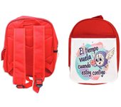 MERCHANDMANIA Pack Mochila Roja y Estuche frase bonita contigo amor san valentin aniversario enamor san valentin aniversarioados novios school material