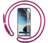 Funda Colgante Transparente para Oneplus Nord CE 3 Lite 5G con Cordon Rosa Fucsia