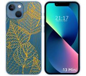 Funda Silicona Transparente compatible con iPhone 13 Mini (5.4) diseño Hojas Dibujos