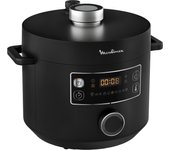 Moulinex Turbo Cuisine Olla a presión, CE754810, ahorro energético, diseño de tazón esférico, interfaz intuitiva, función de olla a presión de alta velocidad, 10 programas automáticos, cocción antiadherente sin monitor