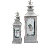 Rebecca Furniture Juego de 2 linternas Grandes de Metal en Diseño Shabby para Exterior E interiores