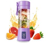 Máquina de jugo, mini exprimidor eléctrico portátil de 6 cuchillas de 380 ml, exprimidor USB, batido, licuadora, recargable, botella deportiva, púrpura