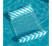 Foldable Striped Inflatable Lounge Chair, Suitable For Swimming Pool Parties And Beach Leisure Floating Beds With Net Backrest