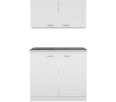 TUHOME Set de Cocina Zurich, con Mueble Inferior y Superior, Blanco Madera manufacturada  Cocina-Almacenamiento