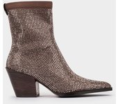Pedro Miralles Botín cowboy marrón con brillos modelo SOHO en tonos Marrones. Hecho a mano en España.
