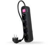 Regleta con Interruptor Nanocable 10.37.0004-BK/ 4 Tomas de Corriente/ Cable 1.4m/ Negro